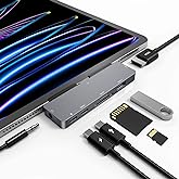 iPad Pro USB C Hub, 7-in-1 Multiport Adapter with 4K HDMI for iPad | USBC PD Charging, SD/TF Card Reader, USB 3.0 Port, 3.5mm Headphone Jack for iPad Pro M4 M2 M1 13 12.9 11 inch iPad Air 5 4