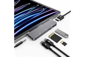 NXPGKEA iPad Pro USB C Hub, 7-in-1 Adapter for iPad Pro 12.9 11 inch iPad Air 5 4 Docking Station with 4K HDMI, USB-C PD, SD/TF Card Reader, USB 3.0, 3.5mm Headphone Jack, iPad Mini 6 Accessories