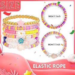6PCS Clay Bead Bracelets for Women Preppy Cute