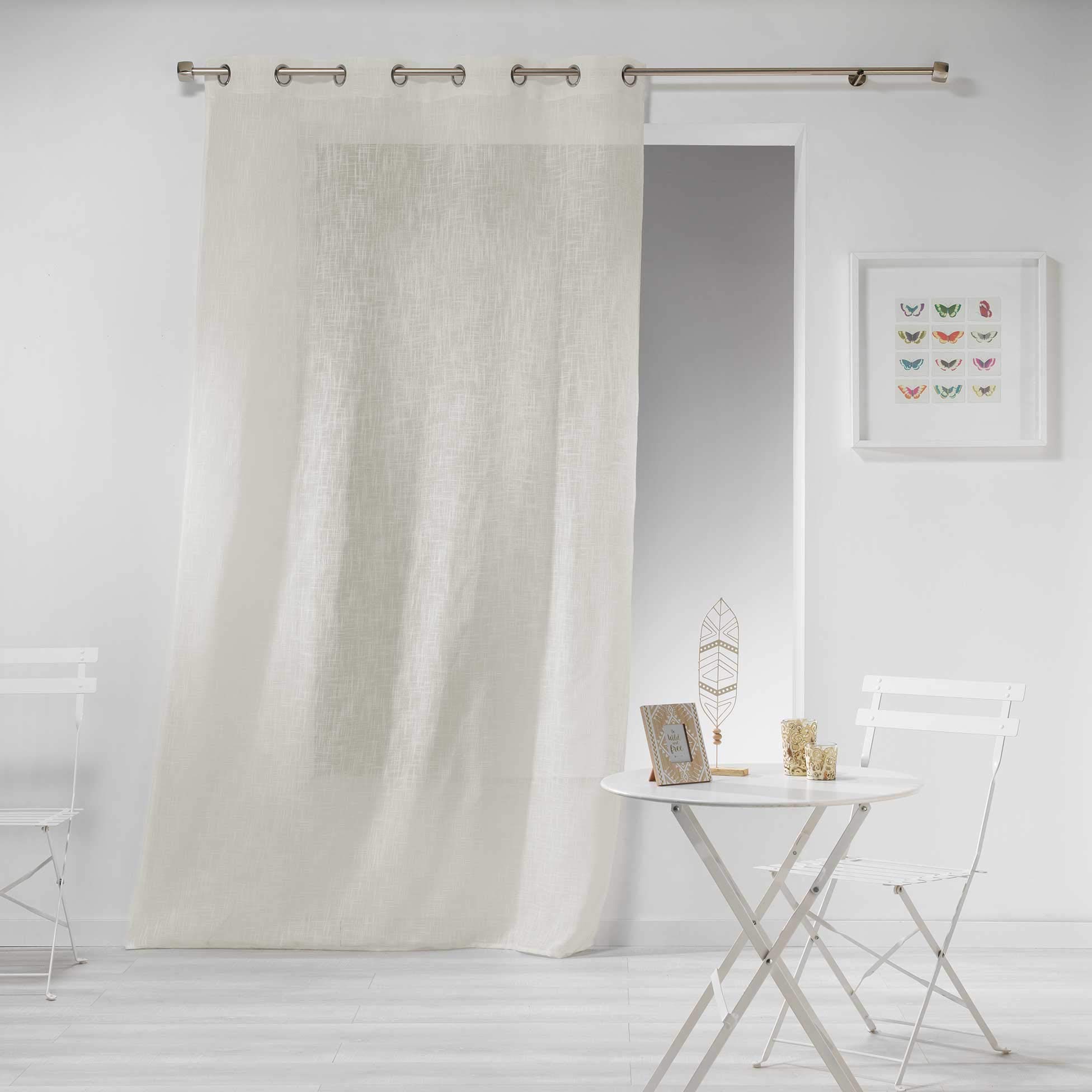 Douceur d'Intérieur Haltona Curtain with Eyelets Linen Effect Woven Haltona Polyester, Natural, 240 x 140 cm