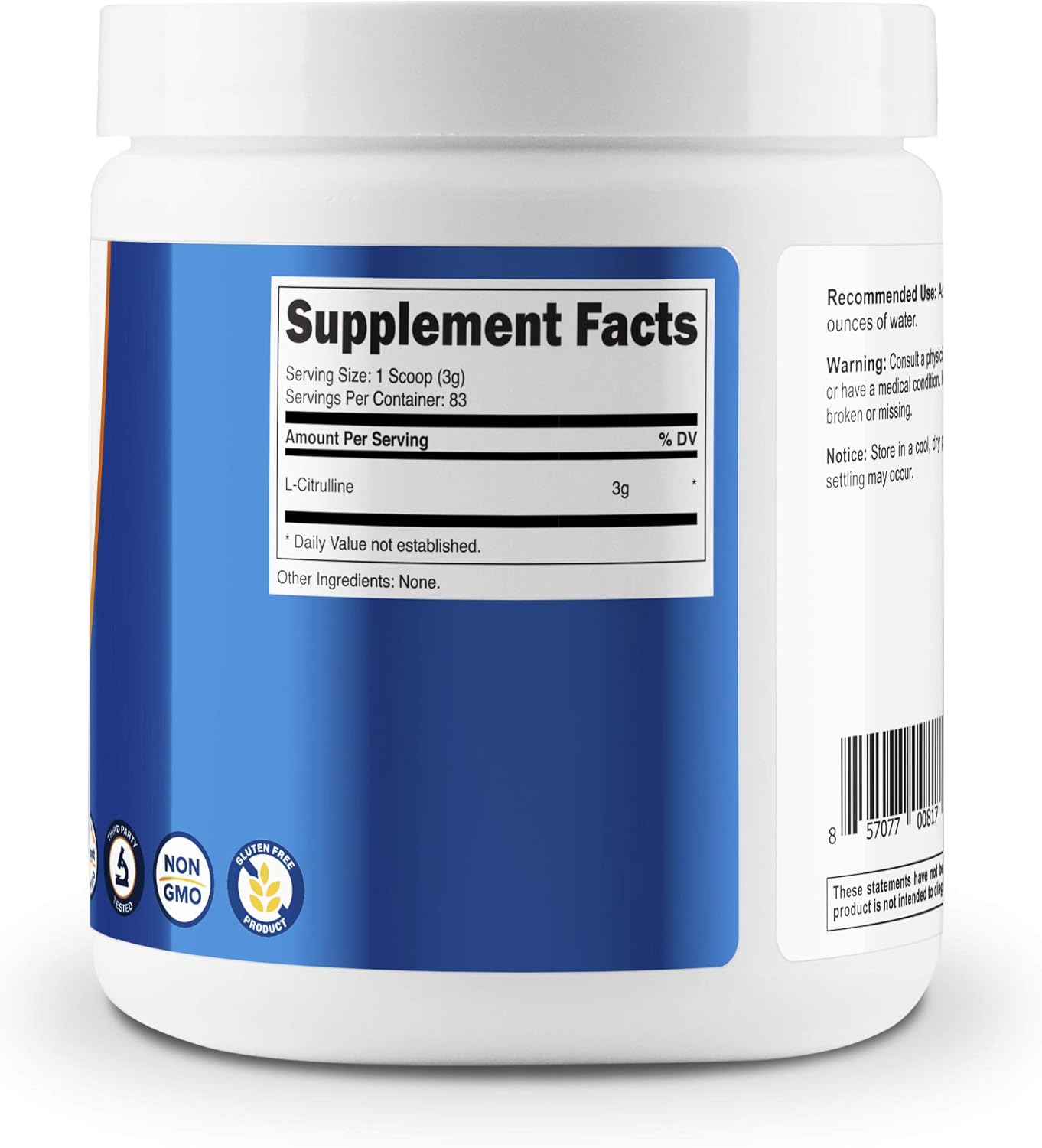 Nutricost Pure L-Citrulline (Base) Powder 250 Grams: Health & Personal Care
