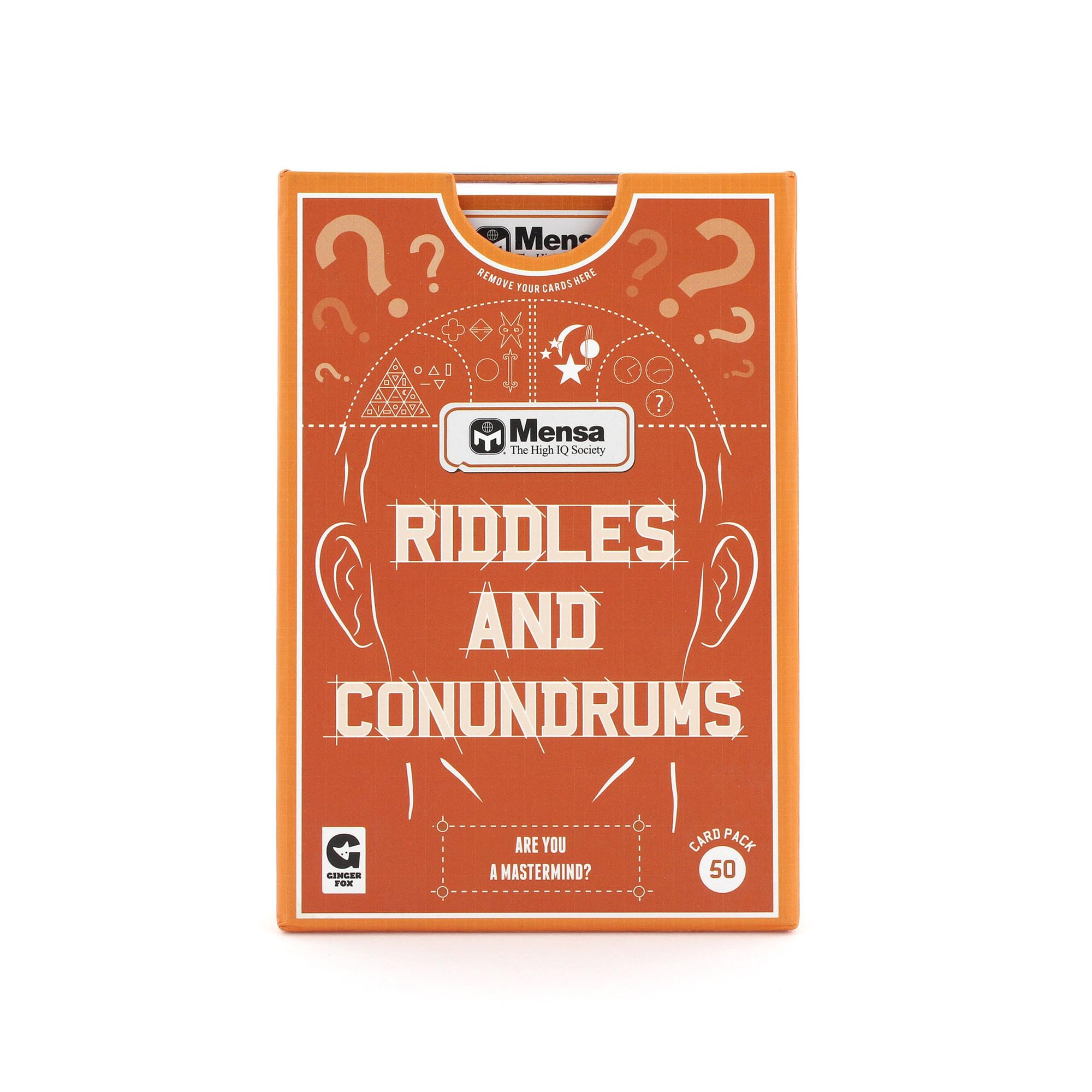 Ginger Fox Mensa Riddles & Conundrums Trivia Test Cards - 50 Cards Featuring Visual, Logic & Number Puzzles