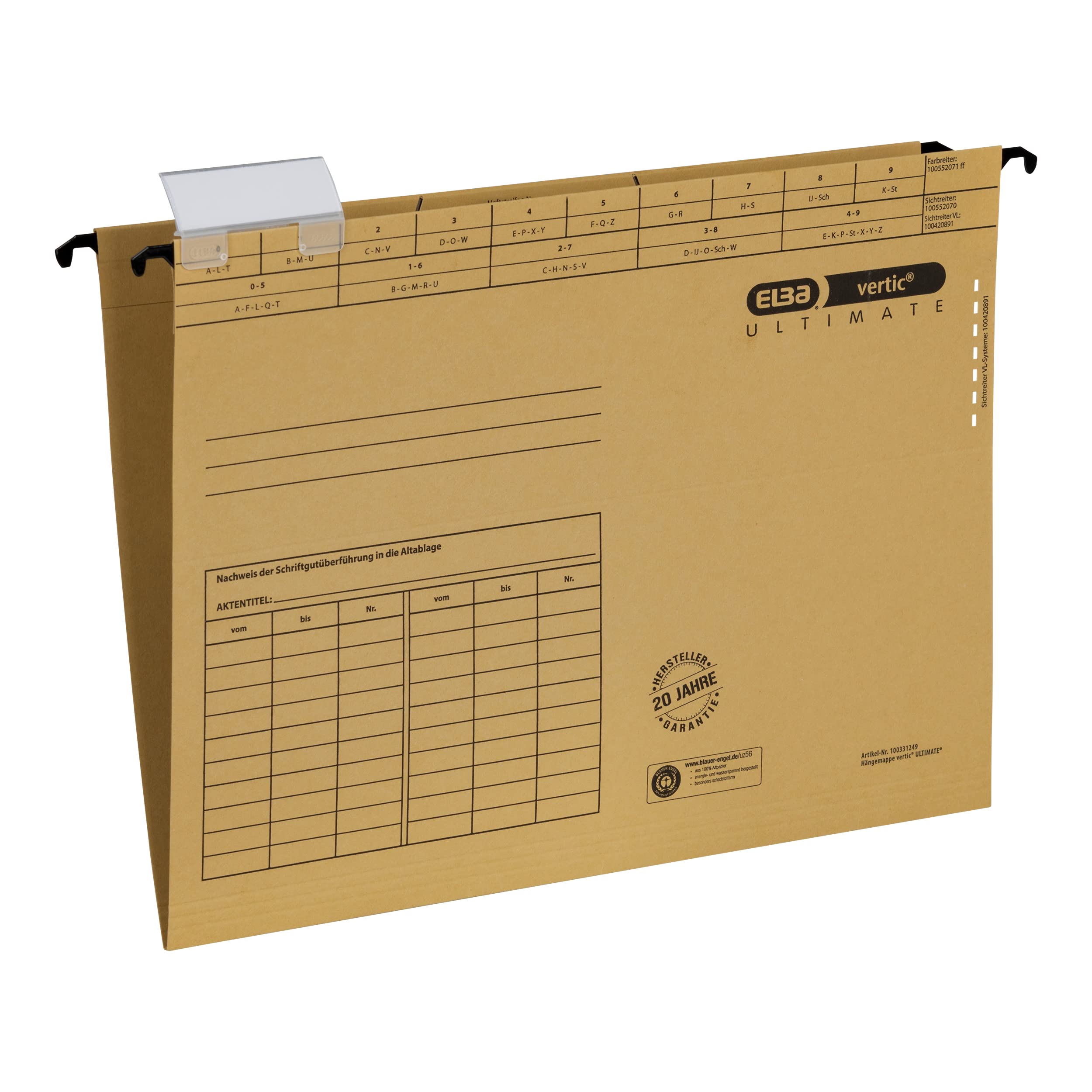 Elba 85805 Suspension File Vertic Ultimate, Laterally Open, 50-He Pack, Natural Brown