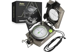 Anbte Compass Hiking Survival, IP65 Waterproof Metal Compass with Sighting Clinometer and Carry Bag, Multifunctional, Professional, for Camping Hunting Hiking Navigation