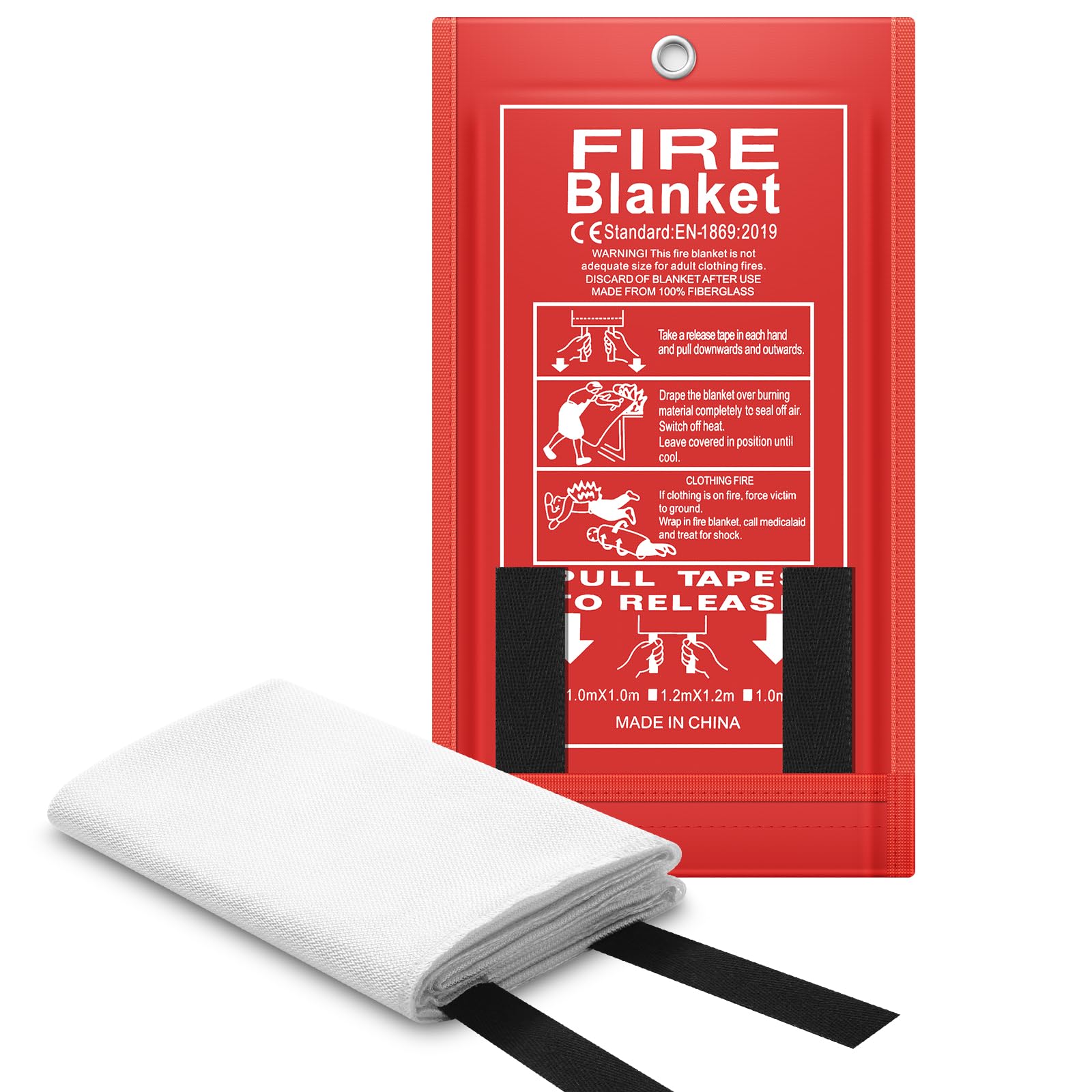 FLASLD Fire Blanket for People Emergency Fire Escape, Suppression Flame Retardent Safety Blanket for Home, Schooll, Bonfire, Grill, Car, Office, Warehouse (4 ft x 4 ft)
