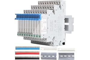 shengbowi 10Pcs Relay Electromagnetic Power Relay Miniature 24V Coil DC/AC Signal PLC HF41F/24-ZS 1NO 1NC 6Amp SPDT Jumper Separator Din Rail Power DC 5 Pin 6A LED Indicator Socket Base DIN