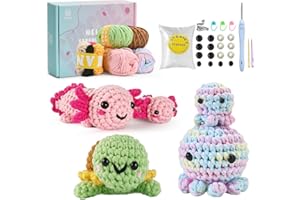 Crochet Kit for Beginners, 5 Pack Amigurumi Beginner Crochet Kit, Crochet Turtle Axolotl Octopus kit Crochet for Beginners, C