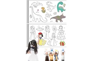 MAGIDOVE Children Kids Drawing Paper Roll 120in Coloring Poster DIY Painting Wall Coloring Paper Color Filling Roll of Paper for Kids Art Educational Coloring Book for Class (Dinosaur+Princess)