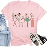 CQF Hairstylist Shirt for Women Hairdresser and Beauty Salons T-Shirt Funny Casual Flower Short Sleeve