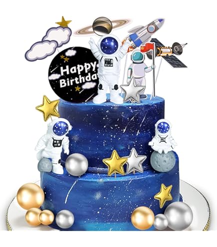 49 Piezas De Decoración De Cupcakes Con Temática Espacial, Planeta, Astronauta, Cohetes, Nave