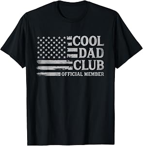 Cool Dad Club Grey USA Flag Father's Day Vintage Papa T-Shirt