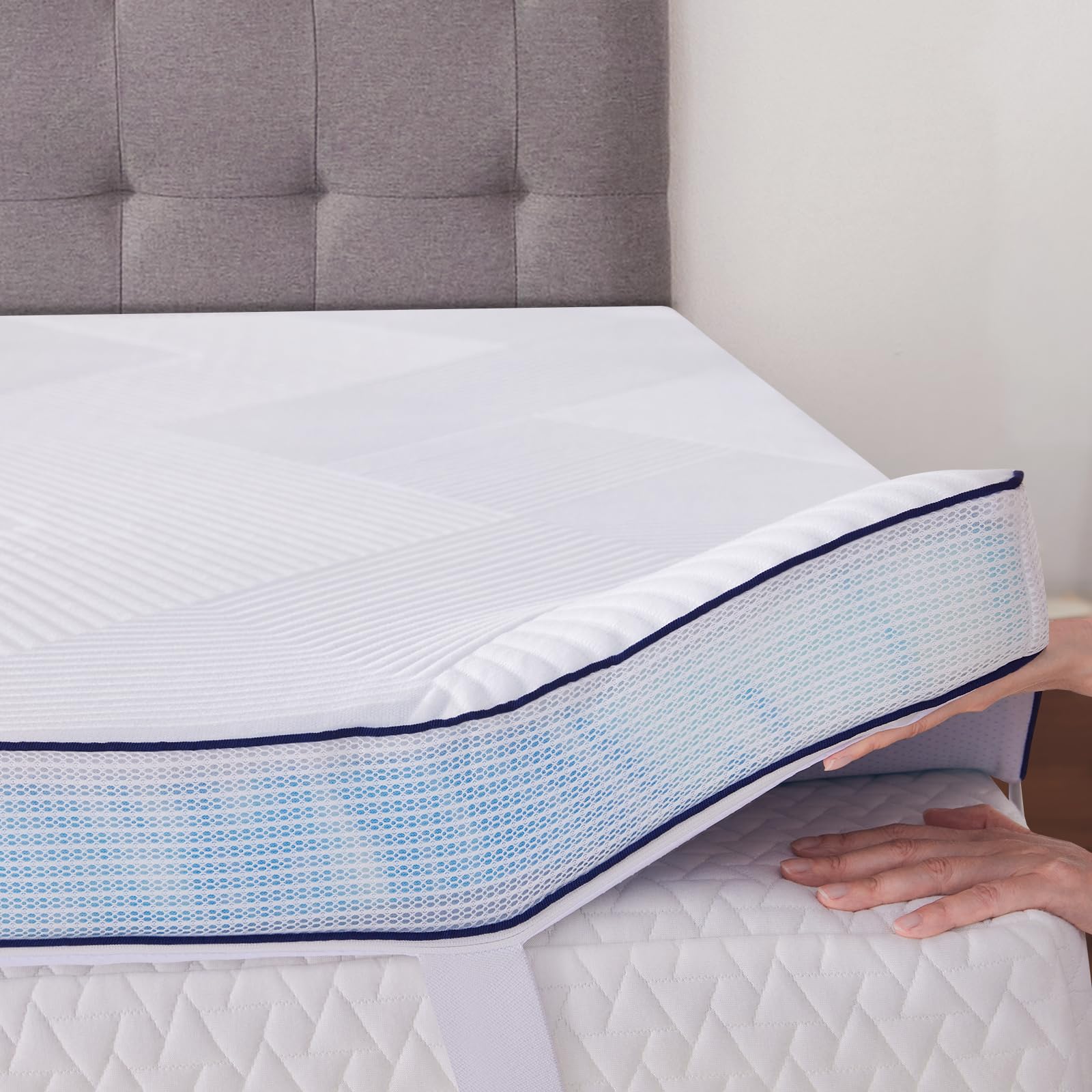 Photo 1 of SOOSLEEPY 3 Inch Memory Foam Mattress Topper King with Removable Soft Cover Ventilated Breathable Cooling Mattress Pad Portable Bed Topper for Back Pain and Pressure Relief, CertiPUR-US Certified