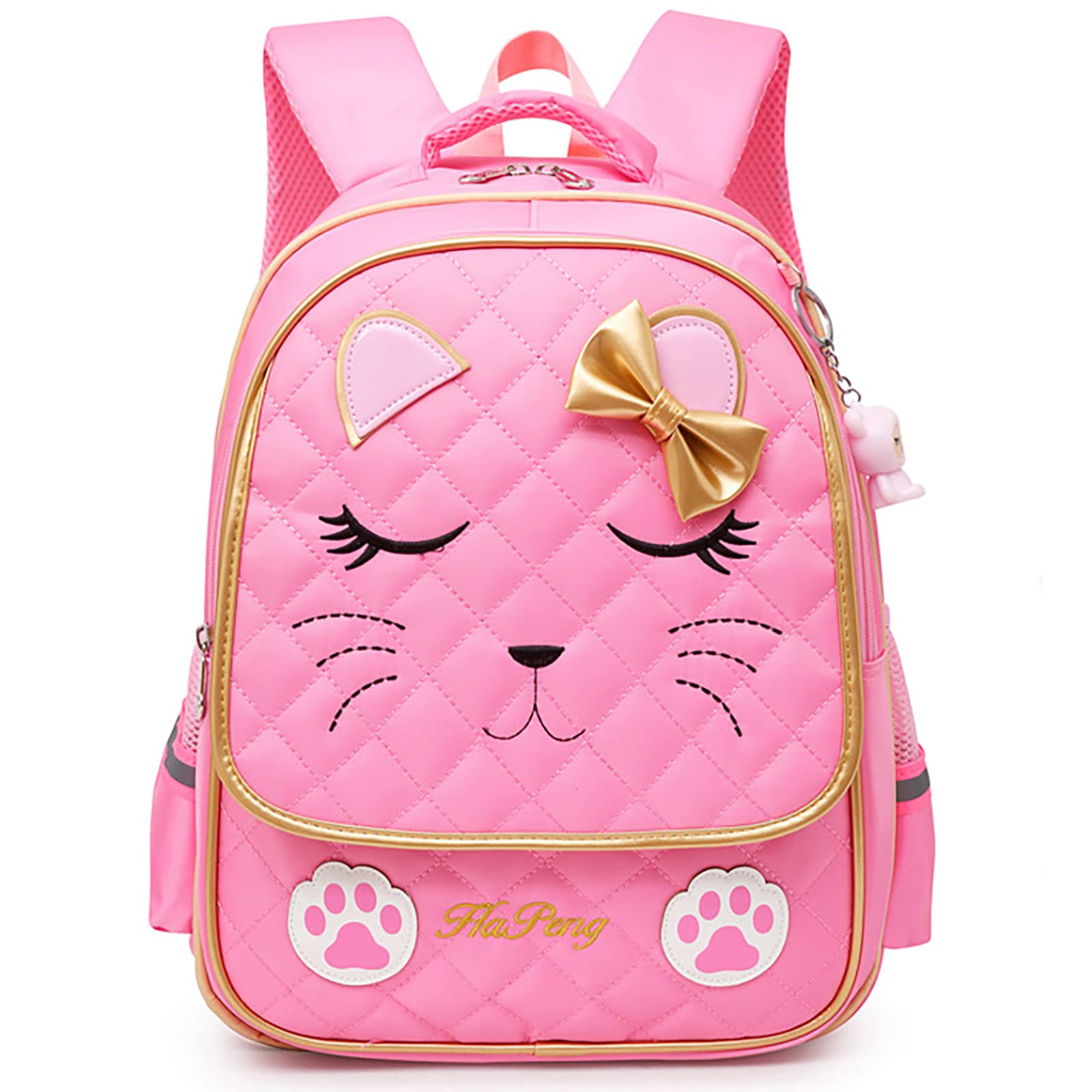 Girls School Bags, Cute School Backpack for 5-12 Year Old Kids (Cat Pink)