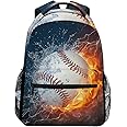 Blueangle Baseball Water Fire Print Travel Backpack for School Water Resistant Bookbag