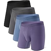 DAVID ARCHY Men’s Boxer Briefs with Breathable Mesh Crotch, Modal Underwear, Moisture-Wicking, Soft Waistband, 4 Pack
