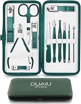 DUAIU 12PC Nail Clippers Manicure Set Stainless Steel with Leather Case view 1