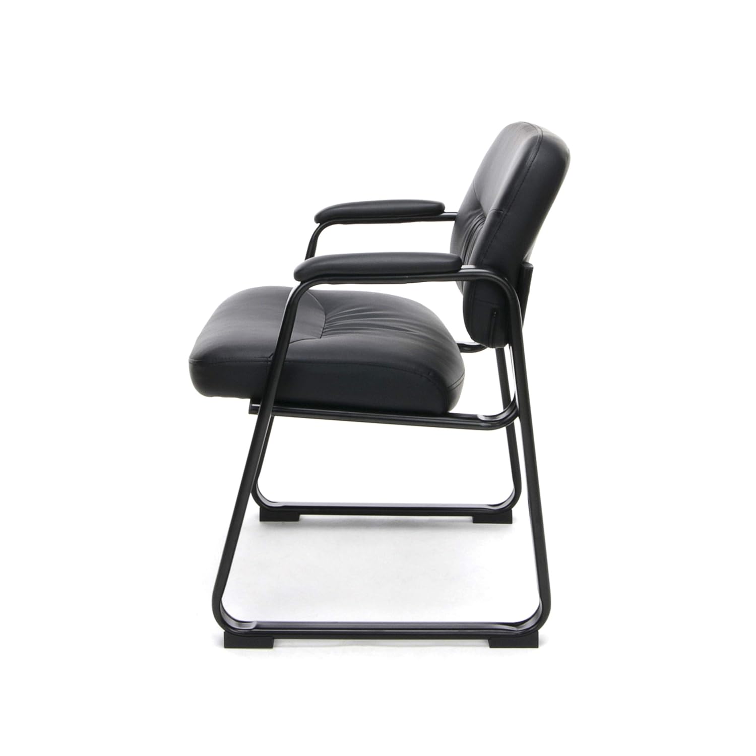 OFM ESS Collection Bonded Leather Executive Side Chair with Sled Base, in Black (ESS-9015): Furniture & Decor
