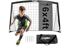 JumpJoys Kids Soccer Goal for Backyard| 6x4 ft Portable Pop Up Soccer Goal Kids Soccer Net | Practice Soccer Net in Multiple Colors | Single Net, Set of Two, Double with Accessories
