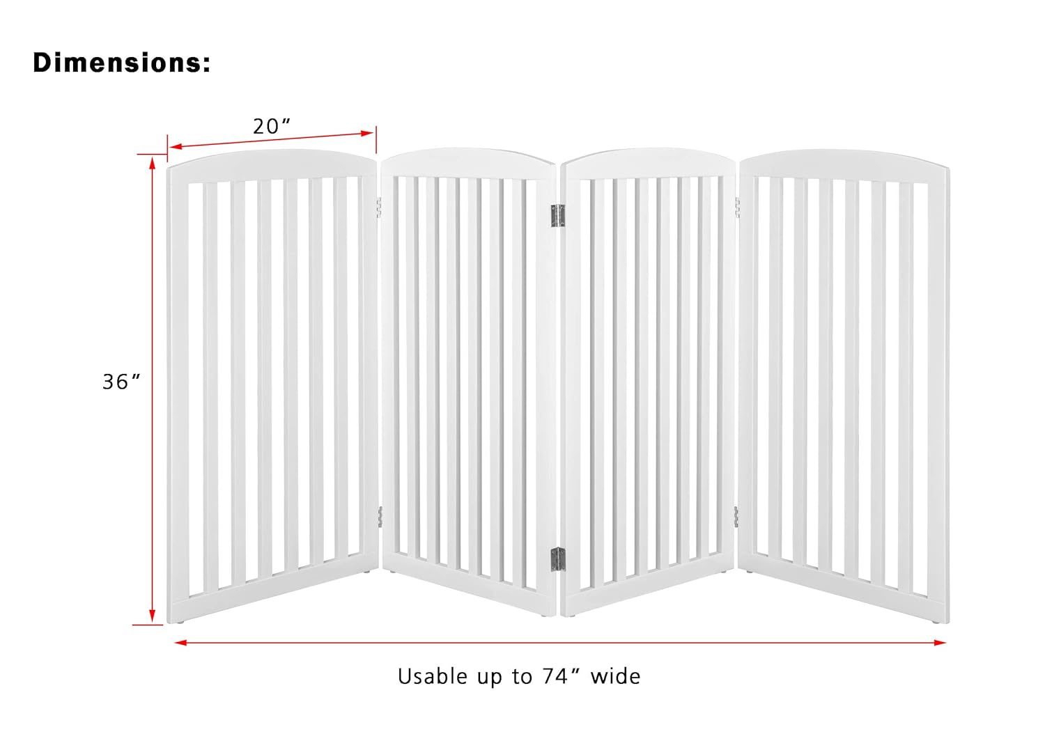 PAWLAND Freestanding Foldable Pet Gate for Dogs Extra Wide and Tall, 4 Panel, 36 inch Tall Dog Fence, Dog Gate for The House, Doorway, Stairs, White : Baby