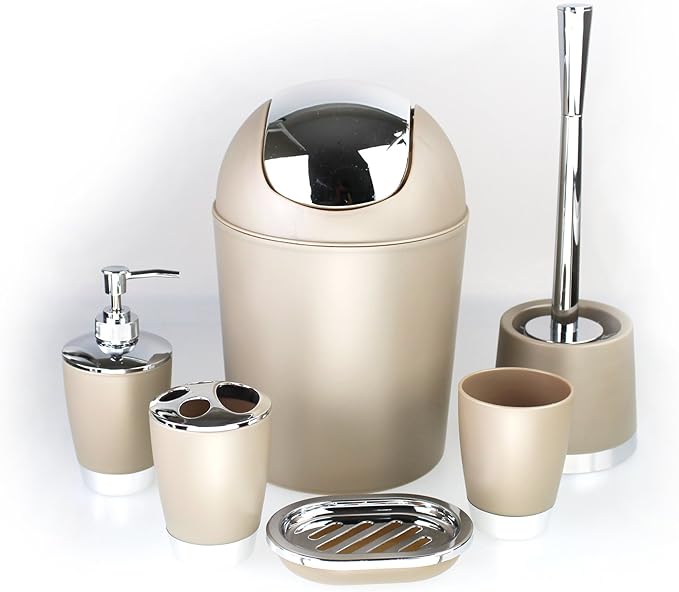 6tlg Bathroom Accessories Set Soap Dispenser Toilet Brush Holder for
