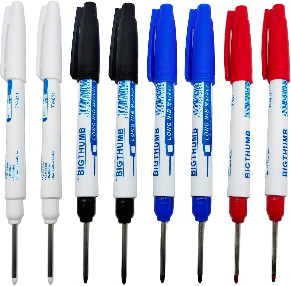 iHMeiju 8pcs Waterproof Deep Reach Markers Long Nose Permanent Ink 2mm Tip