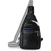 YEWSEA 8L Crossbody Sling Bag Fanny Pack For Women Men Backpack Travel Shoulder Bags Purse Handbag Gifts For Her PU Leather Black