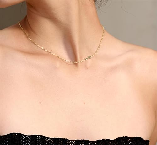 Butterfly Choker Necklace For Women - Gold Plated Short Chain Necklace With Floating Pendant, 16 Inch With Extender - View #4
