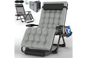 YOMIFUN Oversized Zero Gravity Chair, XXL Lounge Chair 33” Width, Padded Recliner Chair W/Removable Cushion & Adj Headrest, Storage Bag, Footrest Cushion, Cup Holder, for Indoor Outdoor