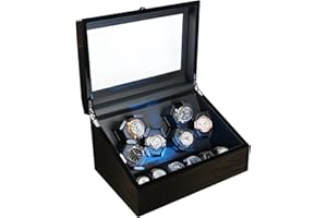 JuviPerpric Watch Winder for Automatic Watches, 6 Automatic Watches with 6 Storages, Blue Backlight and Foam Pad, 4 Rotation 