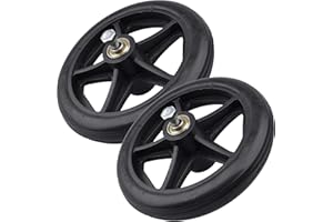 8 Inch by 1 Inch, Wheel Replacement for Wheelchairs, Black (2)