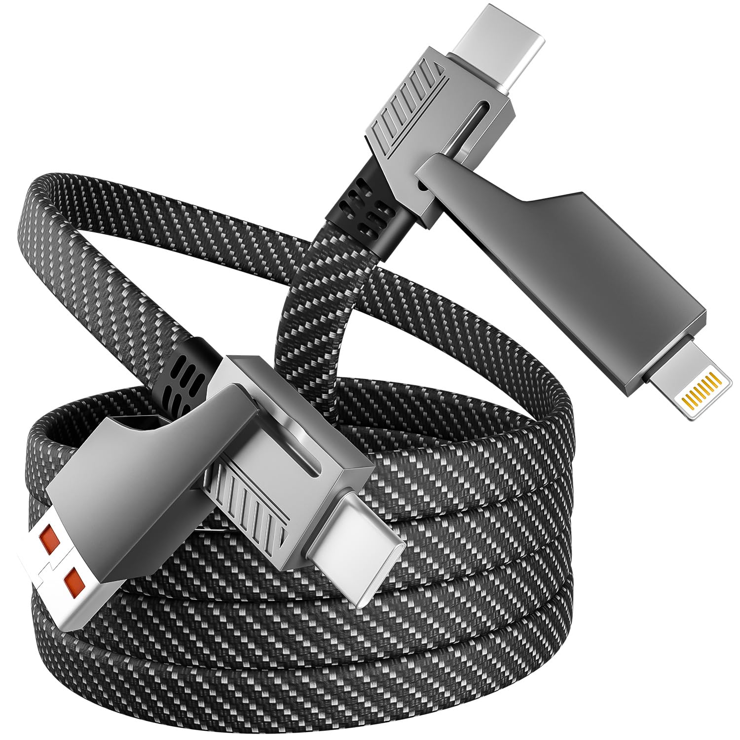 Photo 1 of 4 in 1 Charging Cable Fast Charging 65W, USB C Cable 4-in-1 USB Multi Charging Cable with E-Mark Chip, Multiple iPhone Charger Cord for iPhone 16/15/14/13 Series/Pad/Android/Tablets and More(4FT)