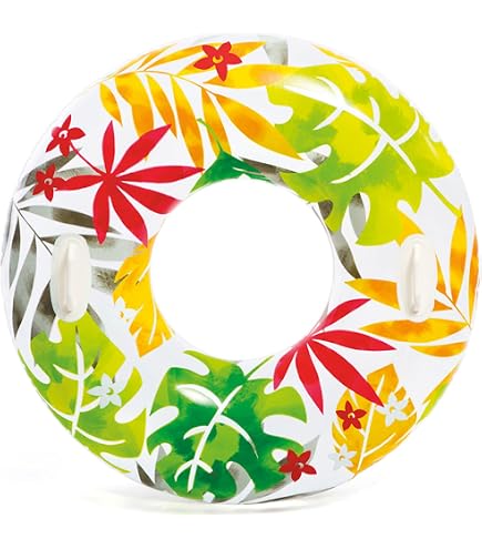 Intex Color Whirl Tube 48 Inch – Bunter Schwimmschlauch Für See & Fluss, Mit 2 Luftkammern & Griffen