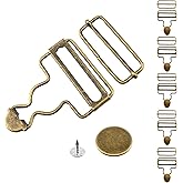 BlingKingdom 6 Sets Metal Overall Buckles Replacement, 1-1/2" Gourd Overall Clasp Clips with Adjustable Tri Glide Slide Buckle and Buttons for Bib Pants Jeans Suspenders (Bronze)