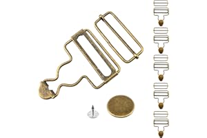 Qancekoo 6 Sets Metal Overall Buckles Replacement, 1-1/2" Gourd Overall Clasp Clips with Adjustable Tri Glide Slide Buckle an