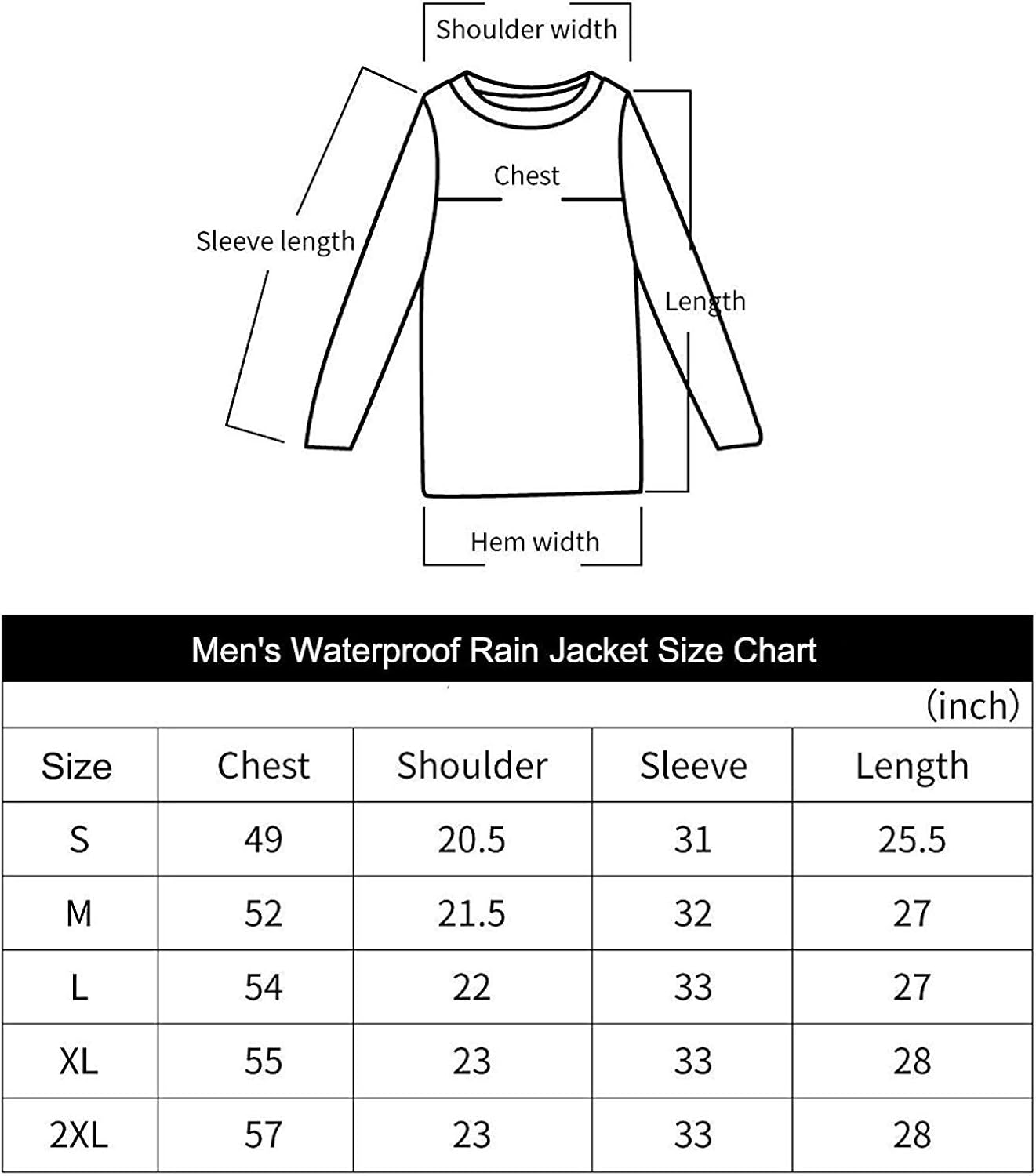 GEEK LIGHTING Men's Waterproof Hooded Rain Jacket, Lightweight Packable Raincoat for Outdoor, Camping, Travel: Clothing