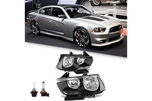 XuChenKJ Halogen Headlight Assembly With Bulb fit for 2011 2012 2013 2014 Dodge Charger R/T SE SRT8 SXT Plus Persuit Sedan (B