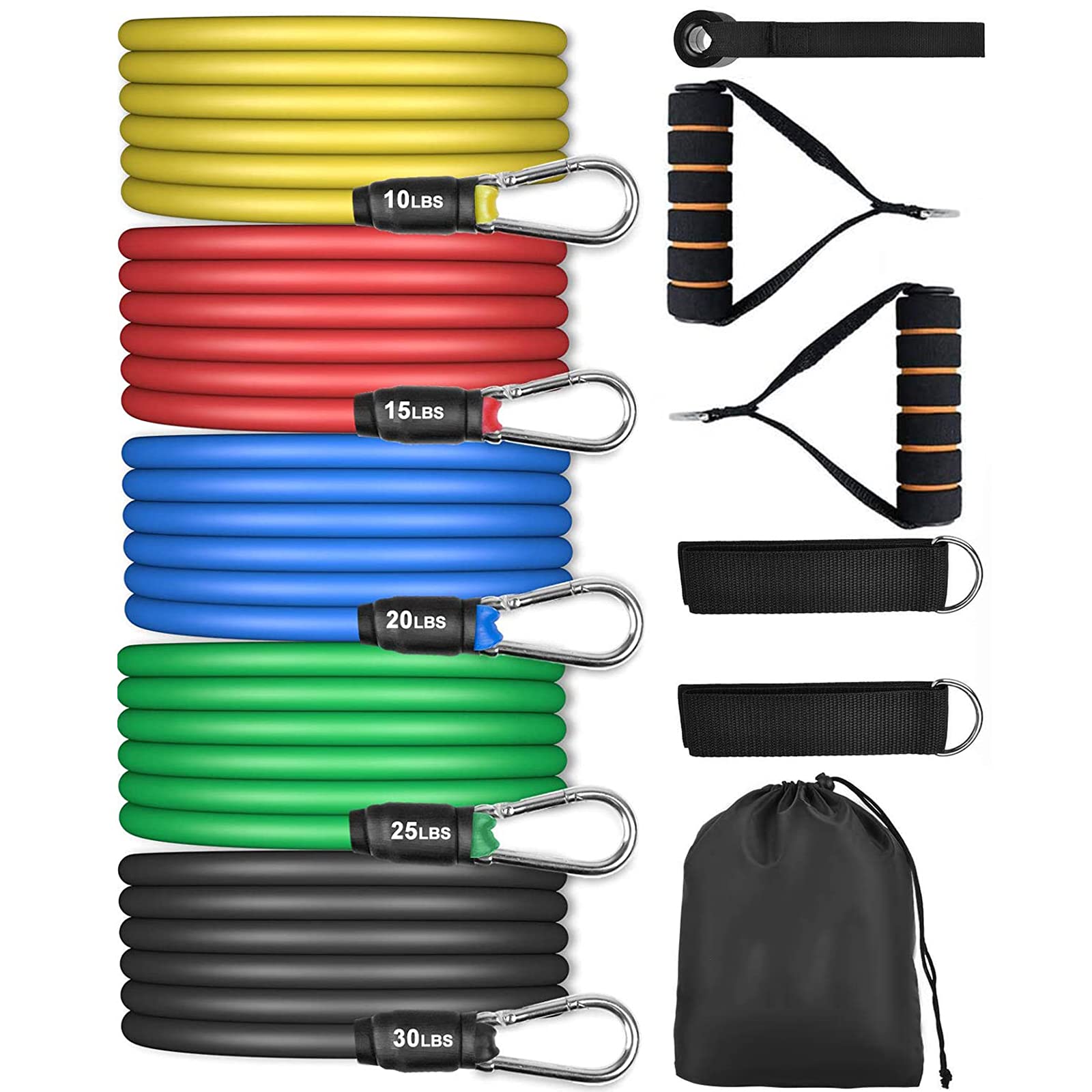 Exercise Bands Set Resistance Bands Elastic Fitness Tubes Kit for Home Workout with Handles, Ankle Straps, Door Anchor, Crrying Bag Fitness Chest Expander Suitable for Unisex Gym Sport Bands