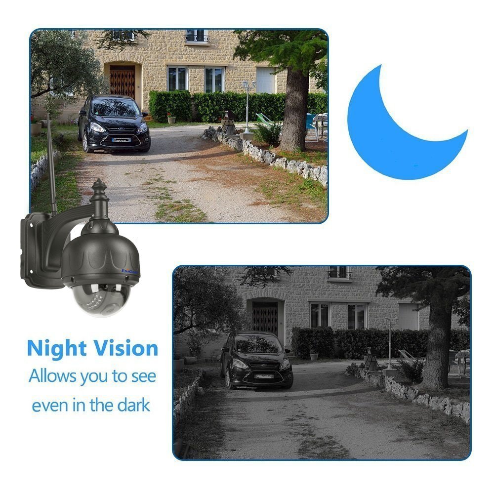 EsiCam OutDoor PTZ Dome Surveillance Camera WiFi 720P 3X Zoom 16G SD Card