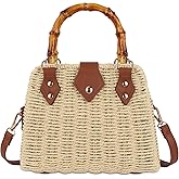 Straw Beach Bag Crossbody Handbag for Women Handmade Woven Shoulder Bag Top Handle Purse for Summer