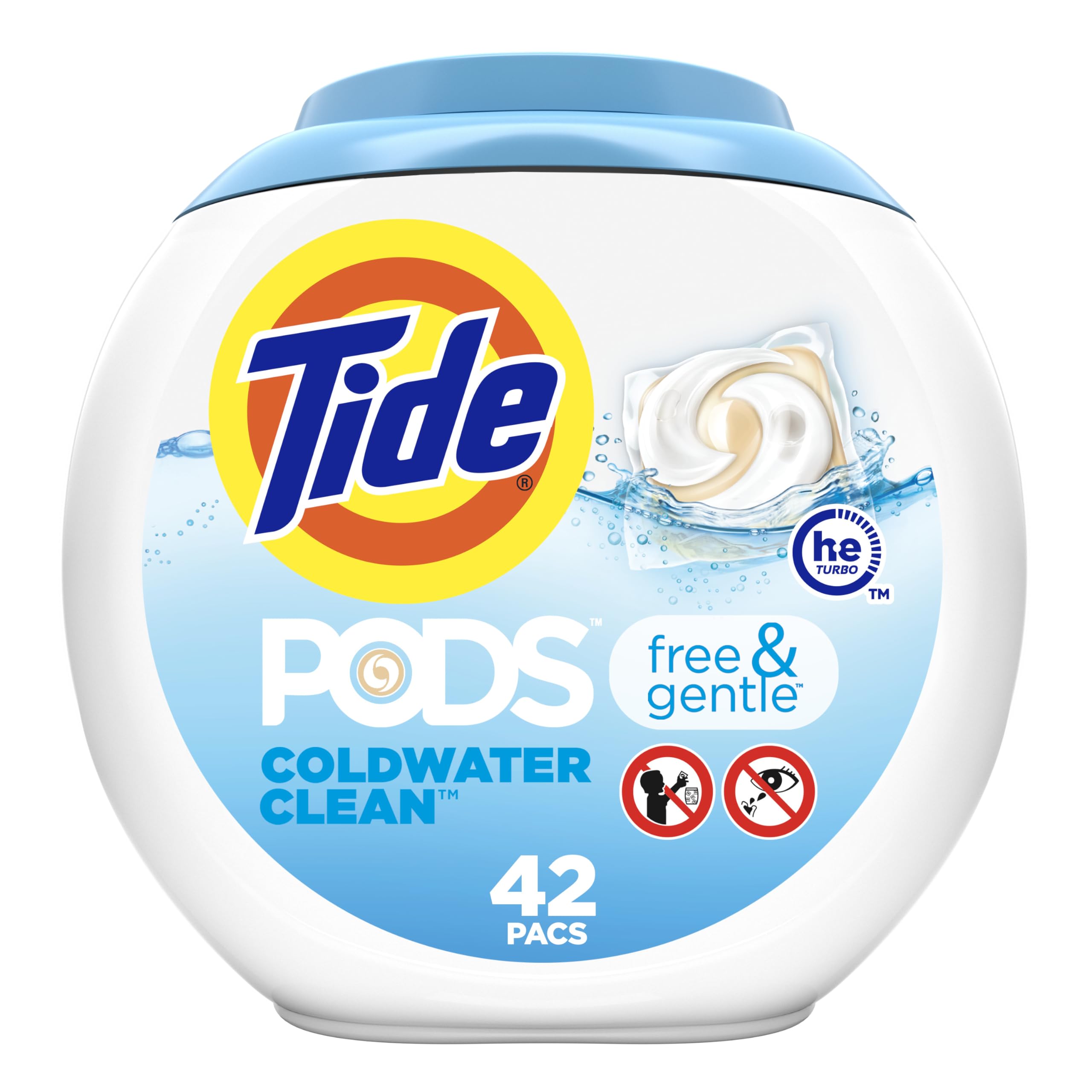 Tide PODS Free & Gentle Laundry Detergent Soap Pacs, 42 Count, Tide PODS Laundry Detergent (Packaging May Vary)