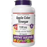 Webber Naturals Apple Cider Vinegar Capsules 1500mg, 240 Capsules | ACV With Mother, High Potency, Natural Digestion Support, Non-GMO, Gluten, Dairy &amp; Sugar Free, 80 Days of Supply