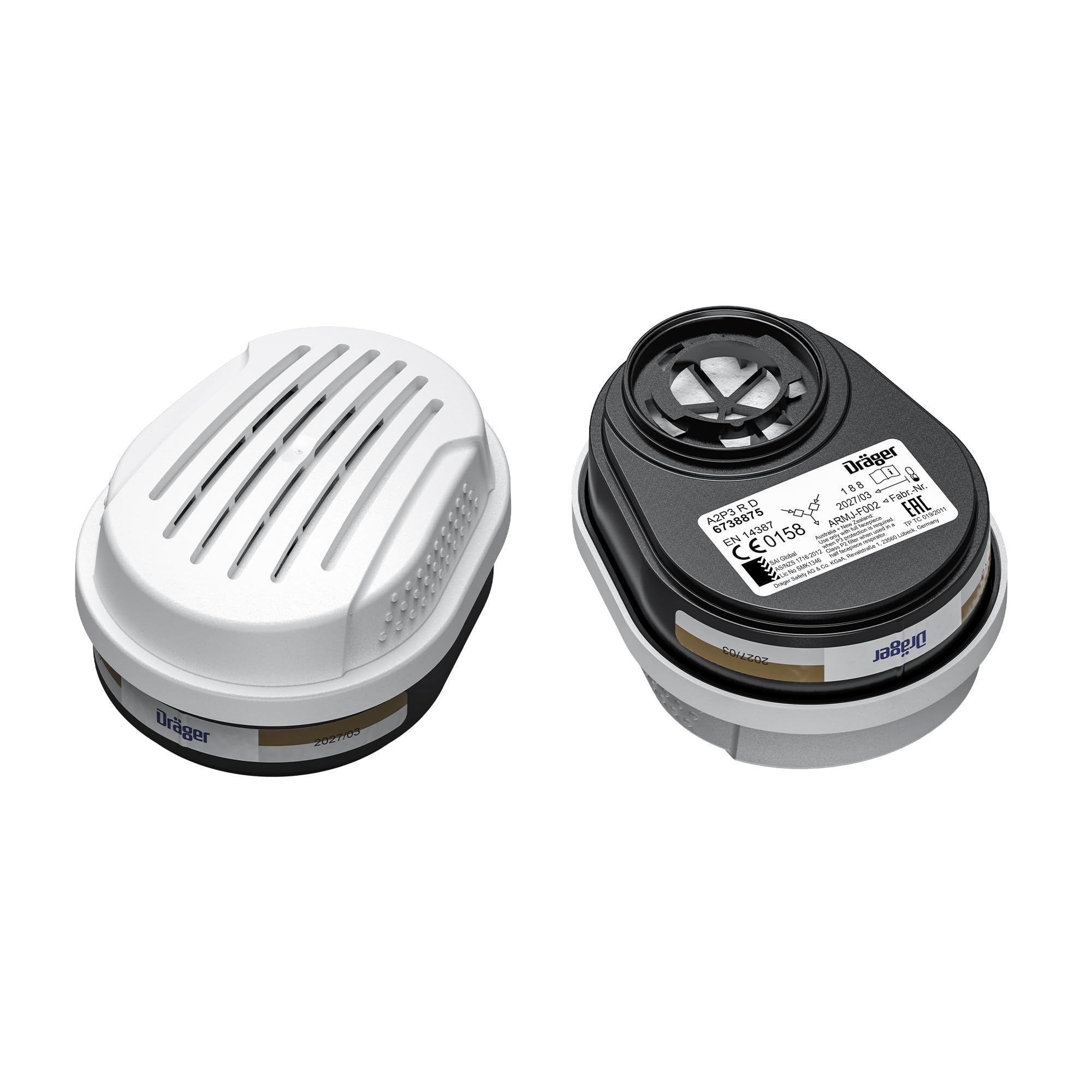 Dräger X-plore A2 P3 Bayonet Filters | 14 Replacement Filter Cartridges Suitable for Face Mask Respirators X-plore 3300, 5500 | Protection Against Spray Paint, Asbestos, Pesticides