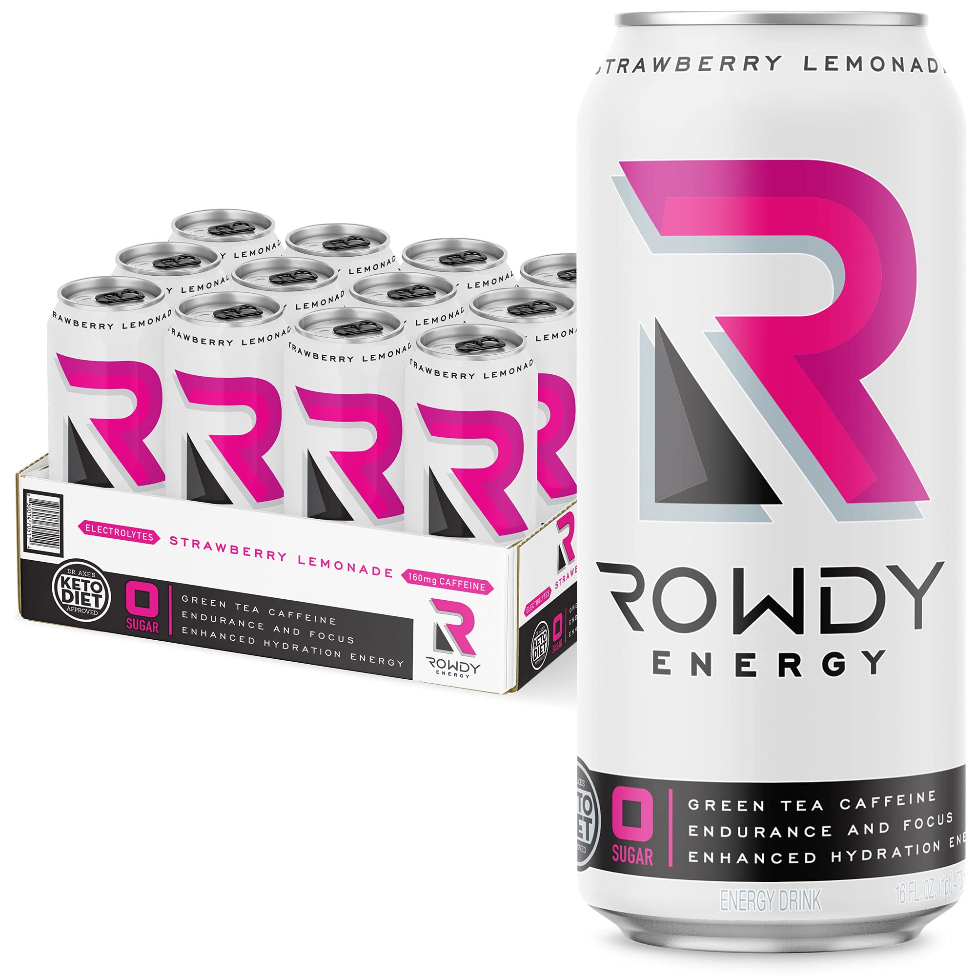 Buy Rowdy Energy Drink, Sugar Free, Strawberry Lemonade, 16 fl oz. (12
