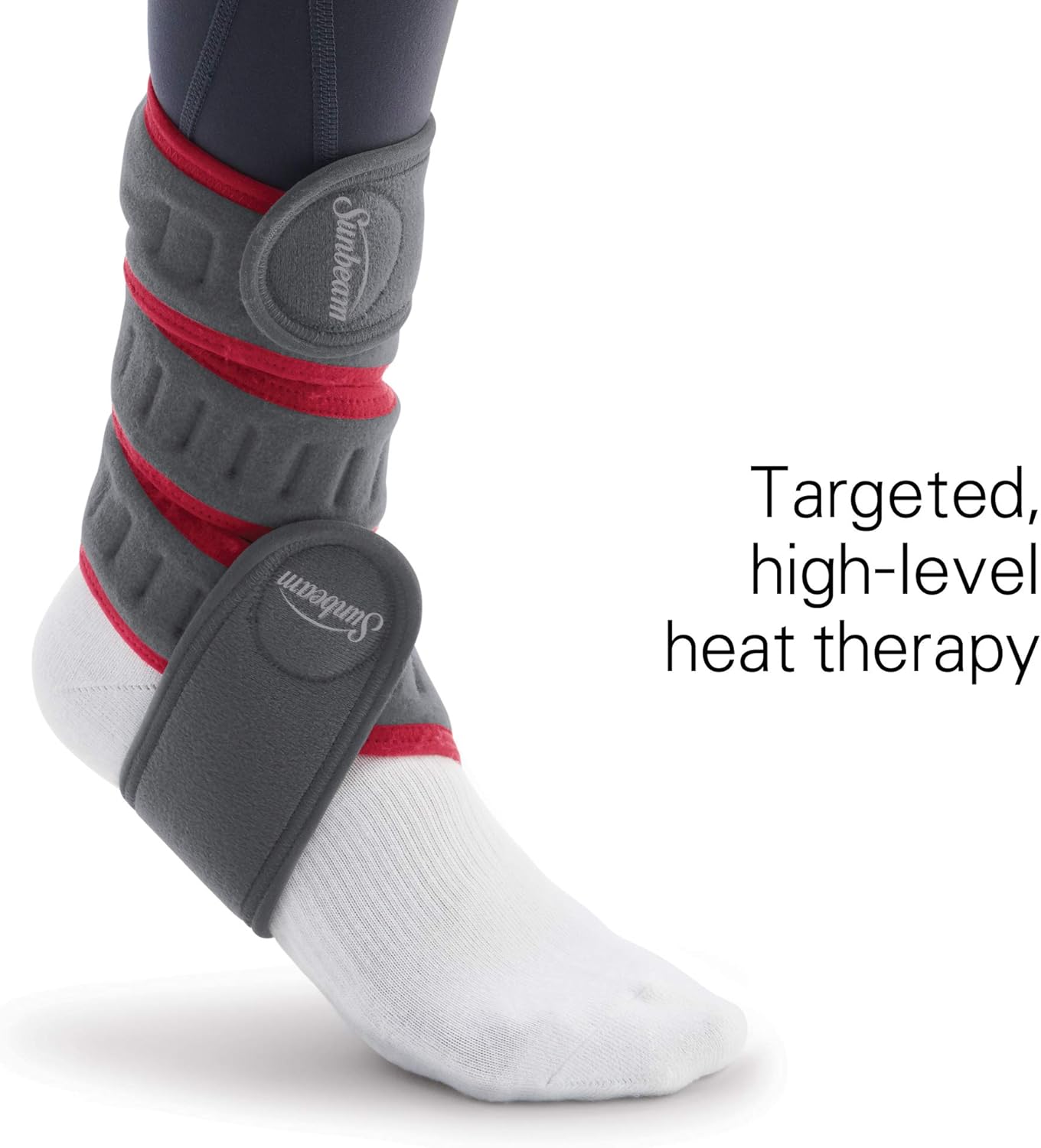 Sunbeam Flexfit Heating Pad Wrap for Pain Relief Customized Heating Pad for Multiple Areas Of The Body 3 Heat Settings With 2 Hour Auto-off 42 X 2.5", Grey/Red: Health & Personal Care