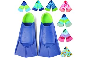 Fanwill Kids Swim Fins,Short Comfortable Flippers for Lap Swimming and Training for Child,Girls,Boys,Beginners