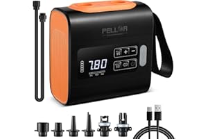 PELLOR Paddle Board Pump Electric, Rechargeable 22 PSI SUP Pump,Intelligent Dual Stage Inflation & Deflation, Auto-Off Air Pu