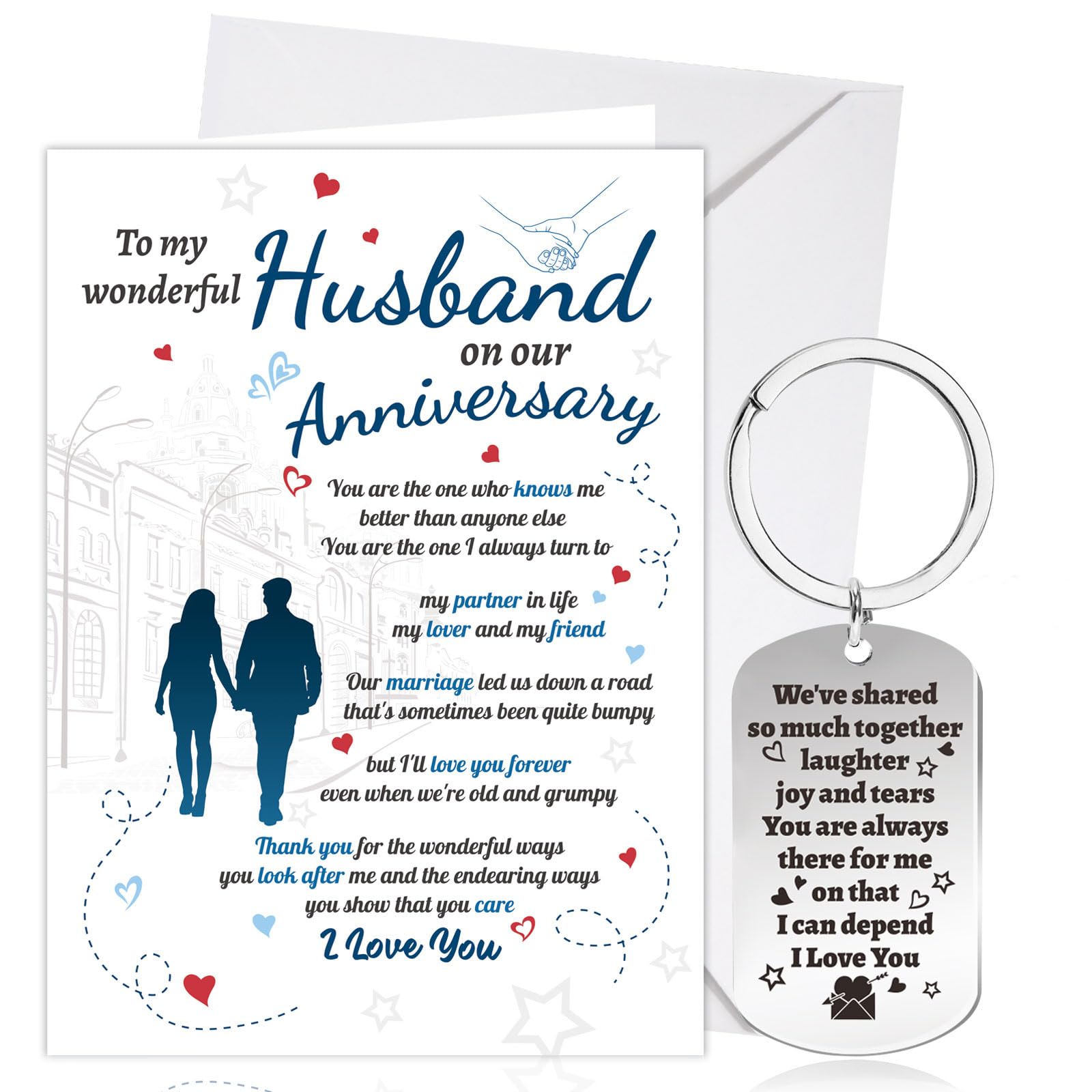HOWAF Wedding Anniversary Card, Wedding Anniversary Card Husband Anniversary Cards Happy Wedding Anniversary Cards Husband Keyring Anniversary Cards Wedding Anniversary for Husband Gift