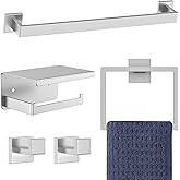 5-Pieces Brushed Nickel Bathroom Hardware Accessories Set,16 Inch Towel Bar Set,Stainless Steel Bathroom Hardware Set Towel Holder Set for Bathroom,Wall-Mounted Bathroom Accessories Kit