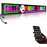 Large Programmable LED Sign, P5 Resolution Indoor Store LED Sign, Bluetooth APP, for Business Retail Shop Window Display (32"x 6")