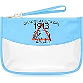 Sazuwu Delta Elephant Sorority Gifts for Women Blue Makeup Bag with Zipper Oh to Be a Delta Girl 1913 Sisterhood Cosmetic Travel Bag Organizer Friendship Birthday Gifts for Friends